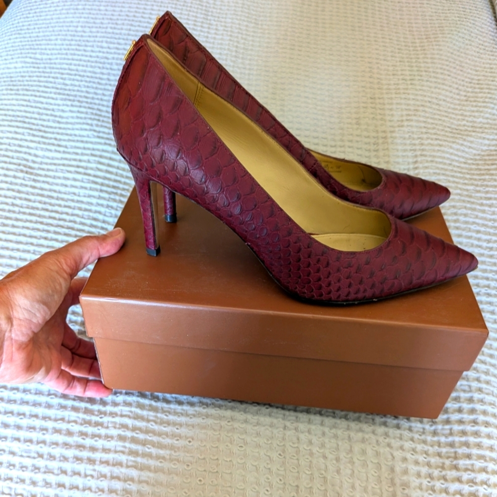 Coach Burgundy Textured Heels